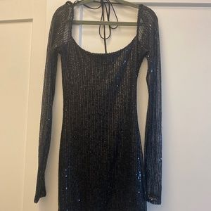 Lucy in the Sky XS Black Long Sleeved Sequin Dress